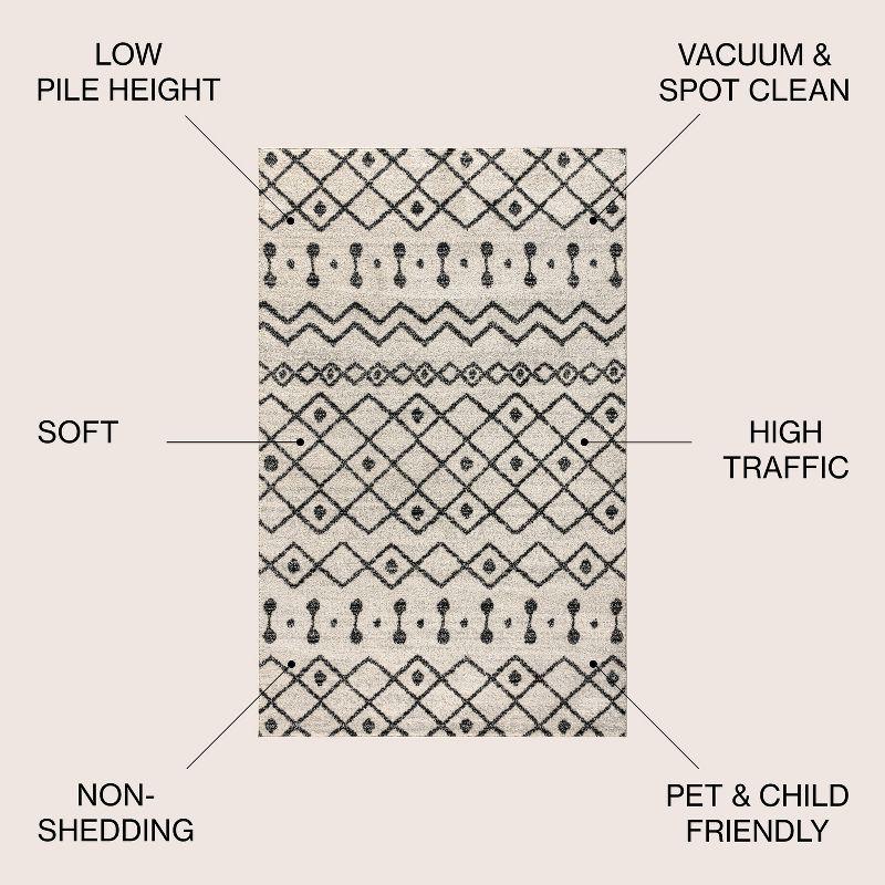 3'x5' Aksil Moroccan Beni Souk Area Rug, Cream/Black - JONATHAN Y