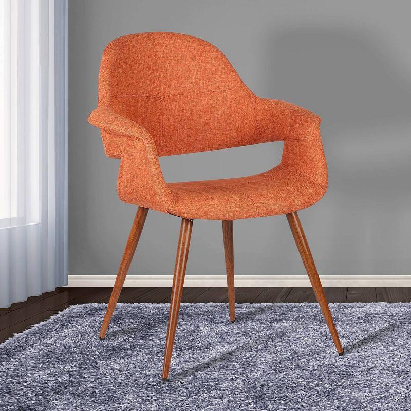 Phoebe Mid-Century Dining Chair Pumpkin - Armen Living: Upholstered, Walnut Legs, 250lb Capacity