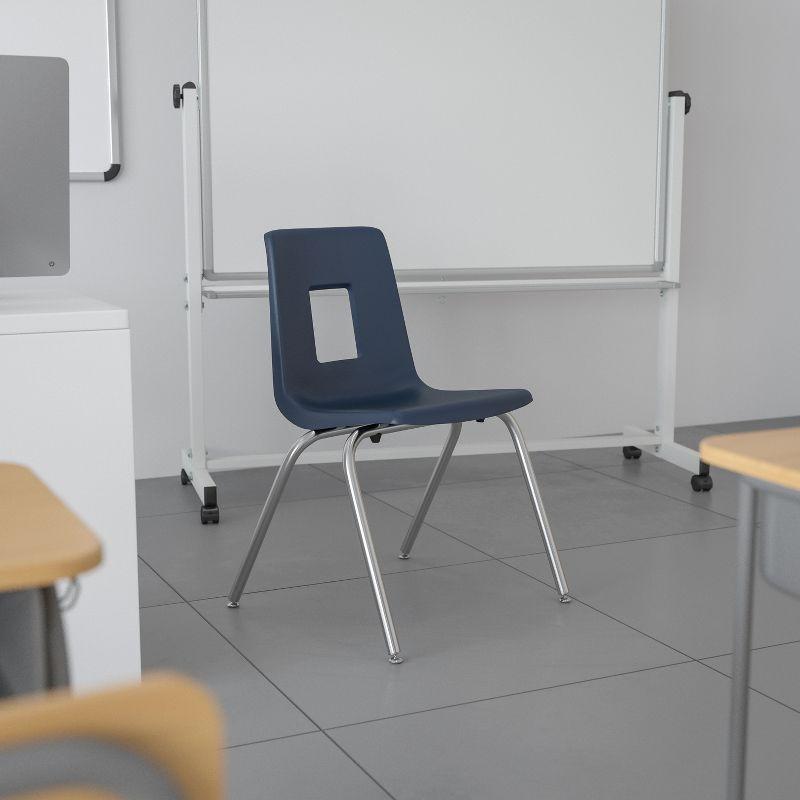 Ergonomic Navy 16" Stackable Classroom Chair with Chrome Frame