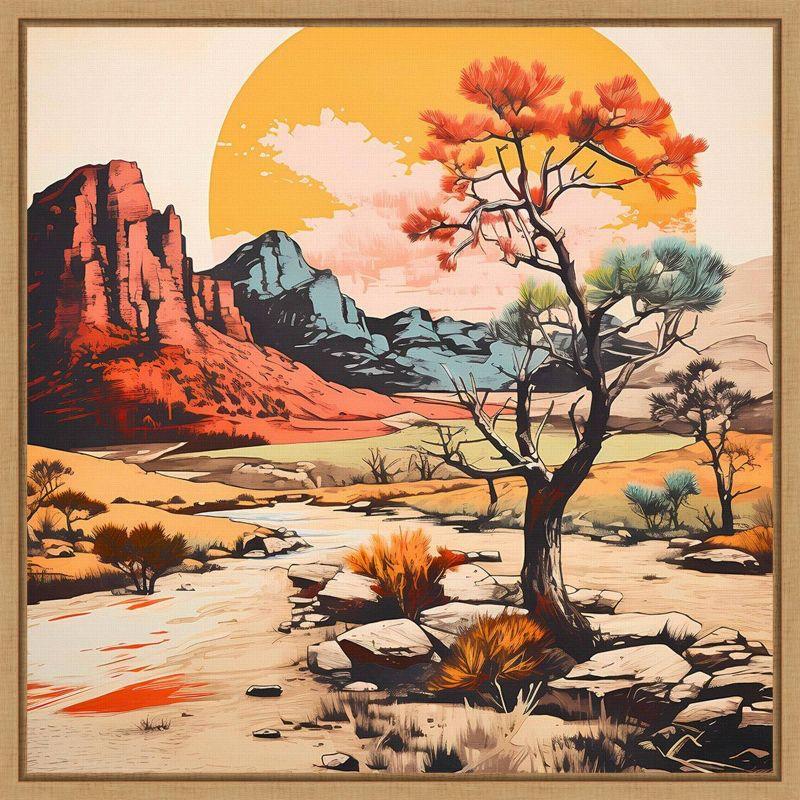 The Desert Path V Scenic Landscape Canvas Art with Maple Frame