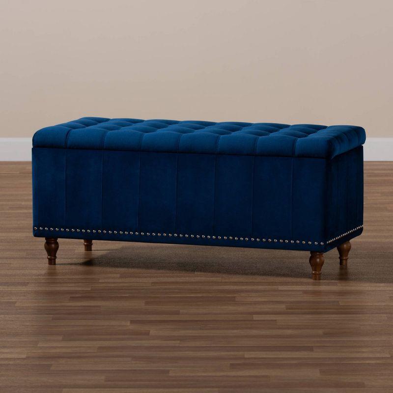 Kaylee Velvet Upholstered Button Tufted Storage Ottoman Bench: Elegant Bedroom & Living Room Decor - Baxton Studio