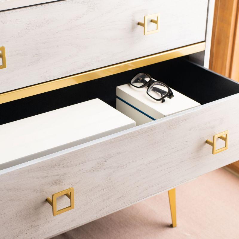 Katia 3 Drawer Chest - CHS6413 - White Wash/Gold - Safavieh