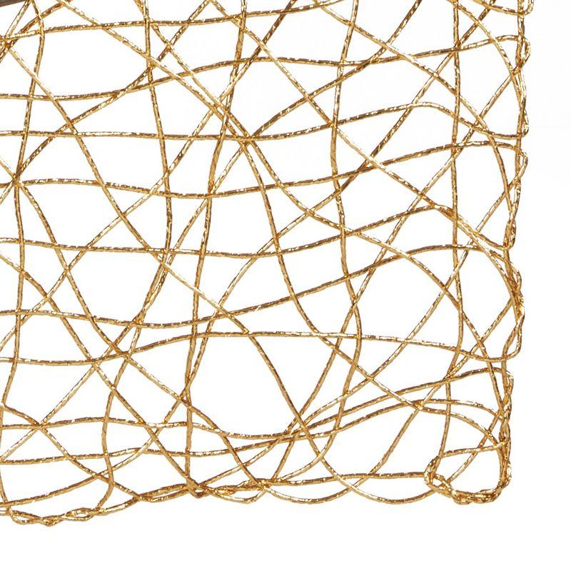 16"x72" Wire Nest Table Runner Gold - Saro Lifestyle: Modern Geometric Polyester, Non-Woven Fabric, Spot Clean