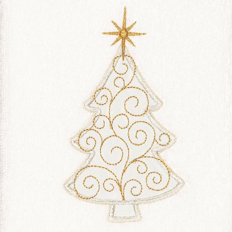 Christmas Scroll Tree Embroidered Luxury Turkish Cotton Hand Towel