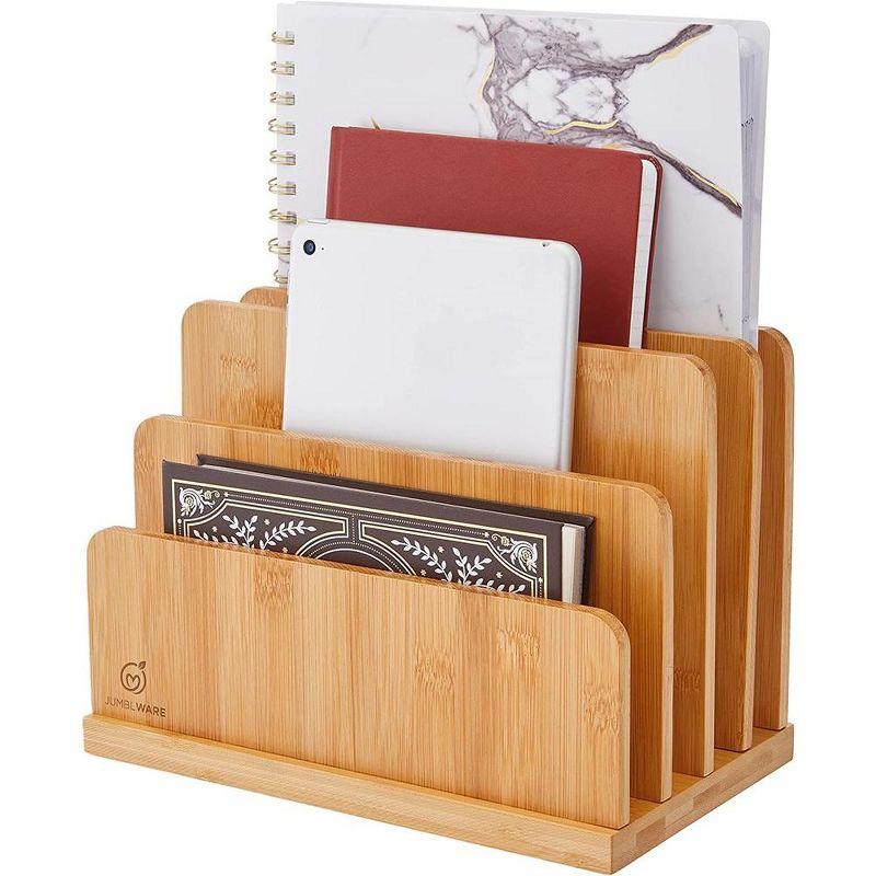 Bamboo 4-Slot Desktop File Organizer with Thick Base