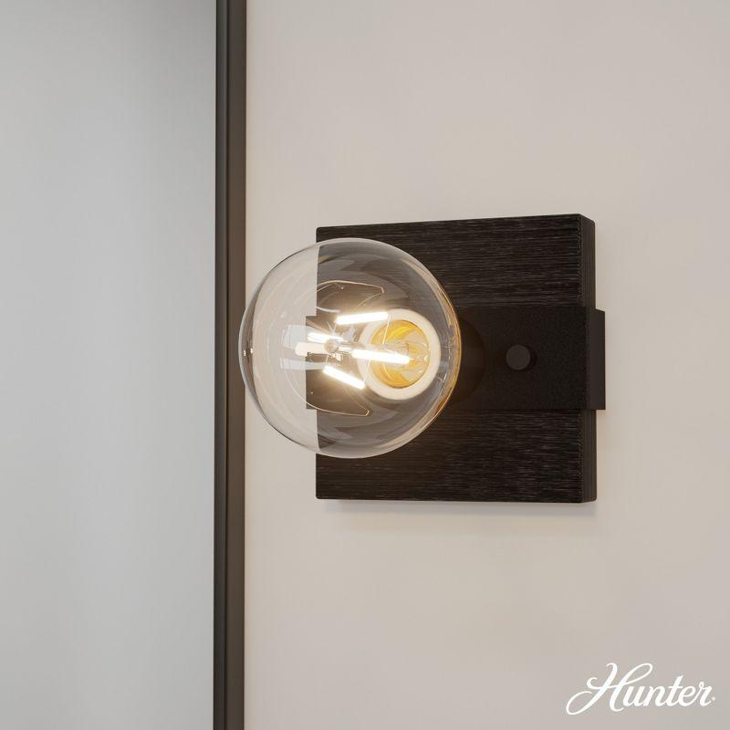 Hunter Fan Donelson Natural Black Iron and Dark Ash Sconce Wall Light Fixture: ETL Listed, Dimmable, Metal Body