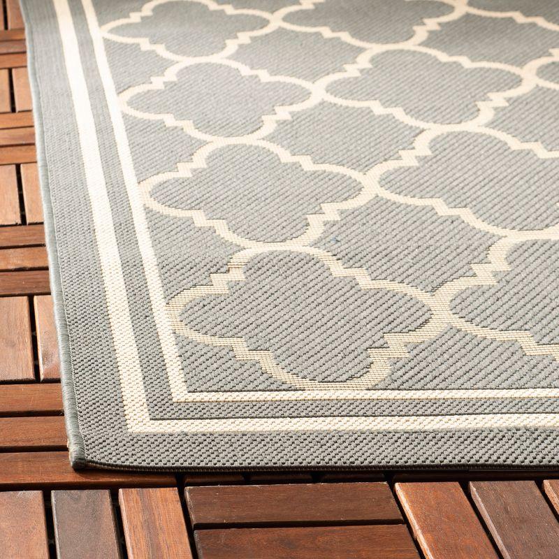 Gray and Beige Rectangular Synthetic Outdoor Area Rug