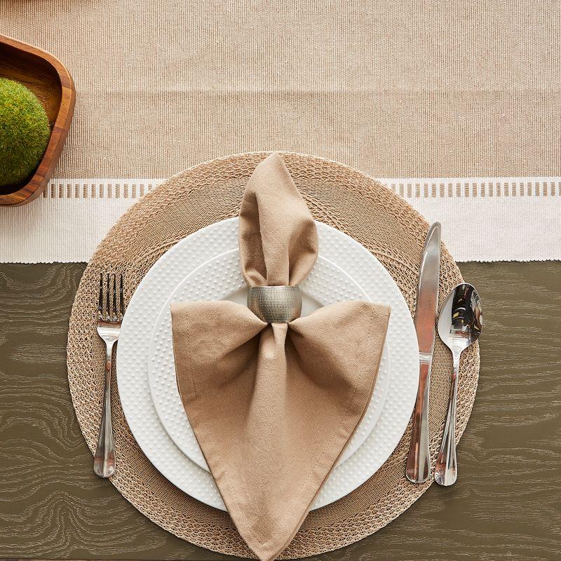 Design Imports  Ribbed Dobby Stripe Table Runner, Stone Brown, 13X72"