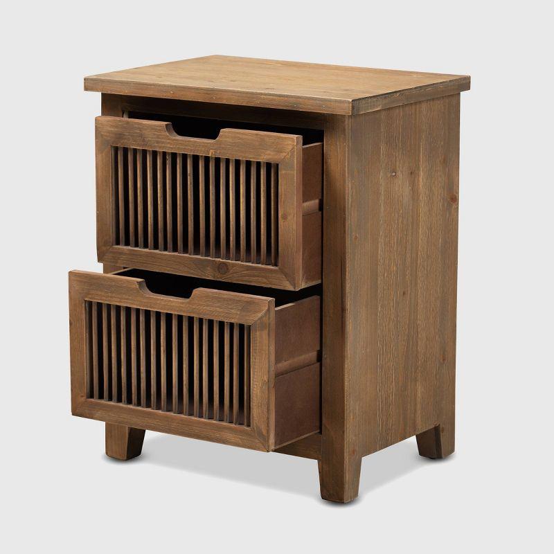 Clement Rustic Medium Oak 2-Drawer Spindle Nightstand