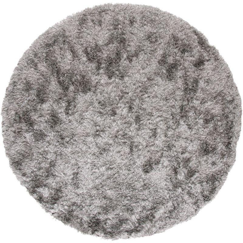 Paris Shag SG511 Hand Tufted Indoor Area Rug - Silver - 7' Round - Safavieh