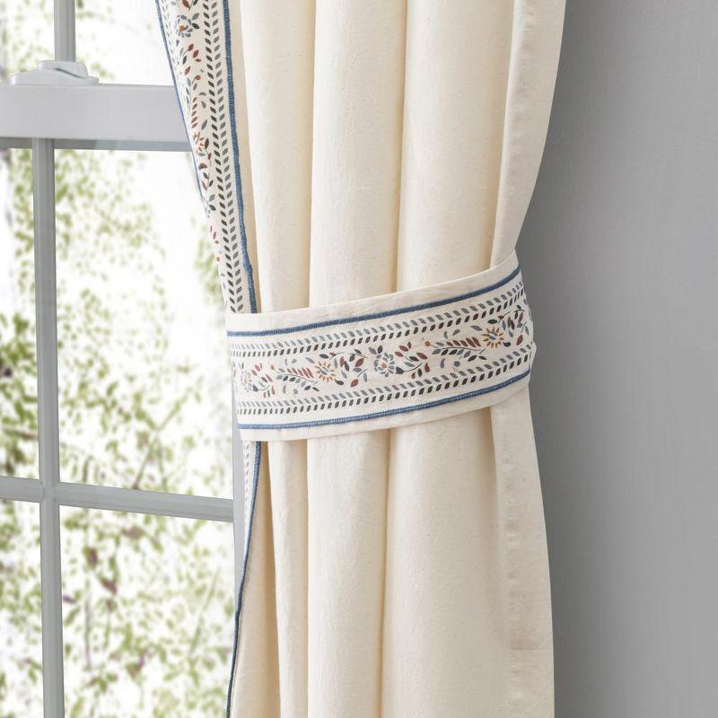 Ellis Curtain Richmark Tailored Rod Pocket Design Curtain Panel Pair for Windows with Ties 70" x 72" Natural