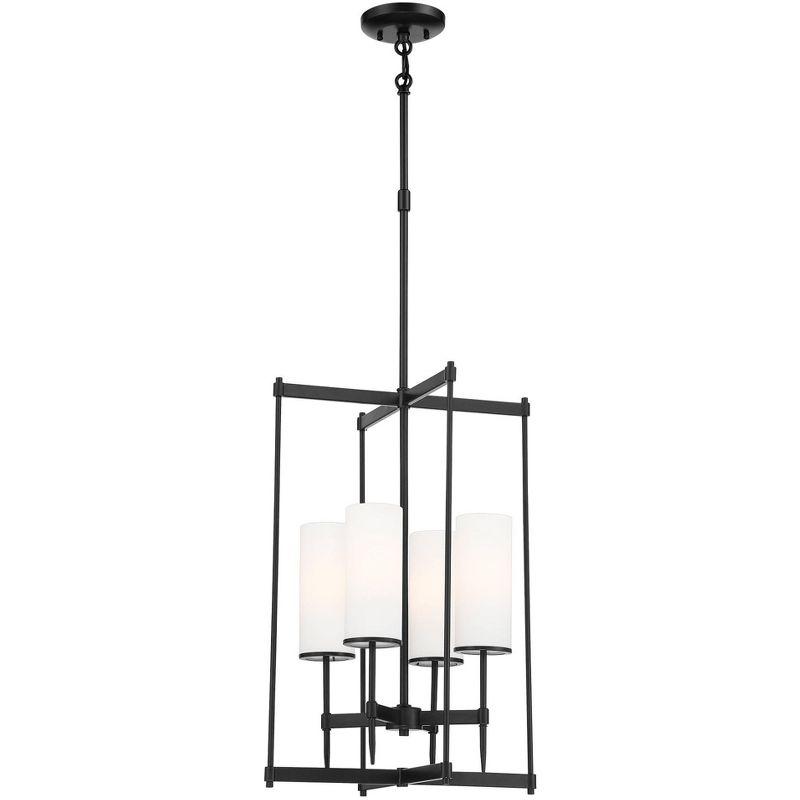 Coal Black Etched White Glass 4-Light Modern Pendant Chandelier