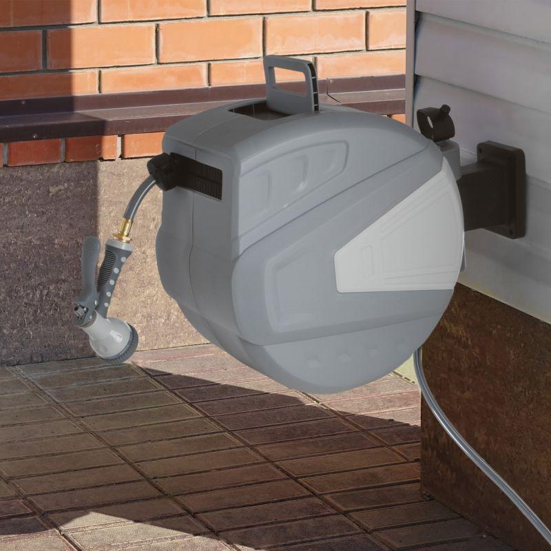 Retractable Hose - 100 FT Garden Hose with 9 Nozzle Patterns - Hose Reel Wall Mount with 180-Degree Swivel Bracket and Auto-Rewind by Pure Garden