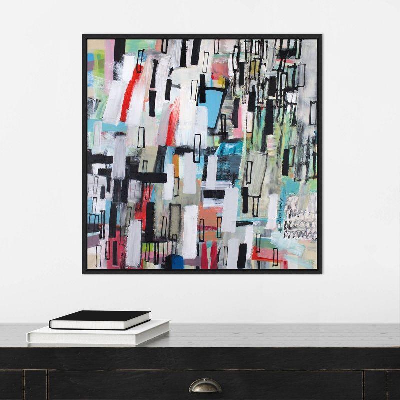 22" x 22" Rainfall by Michelle Daisley Moffitt Framed Canvas Wall Art Print - Amanti Art: Modern Abstract Lithograph