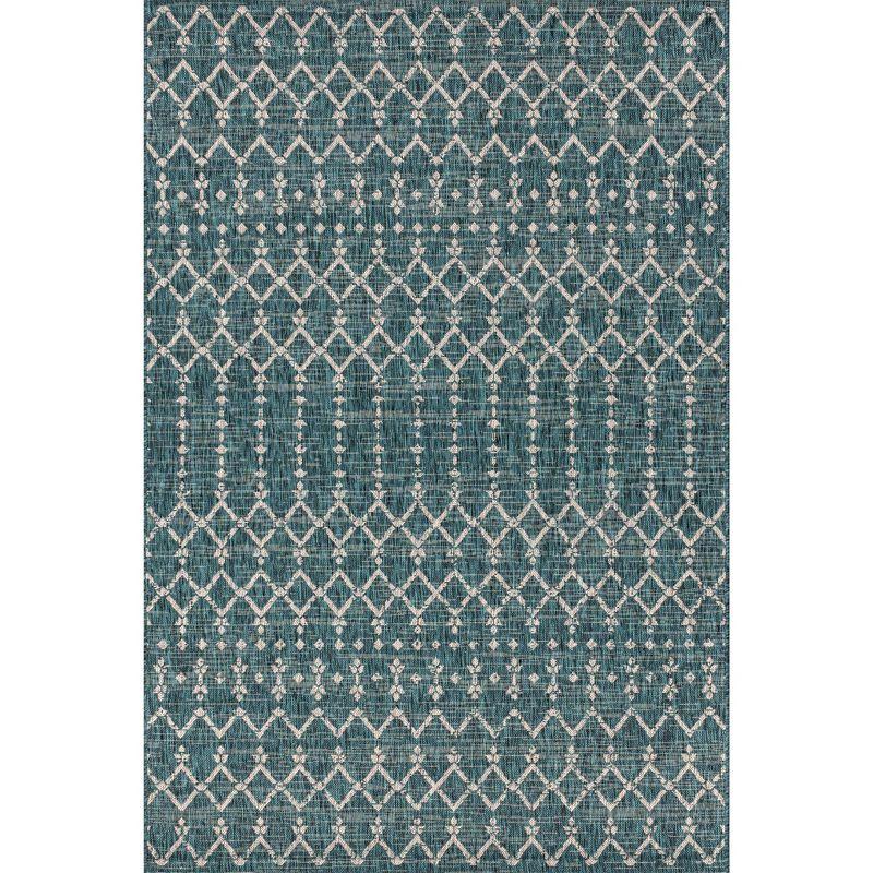 Ourika Moroccan Geometric Textured Weave Indoor/Outdoor Area Rug - JONATHAN Y