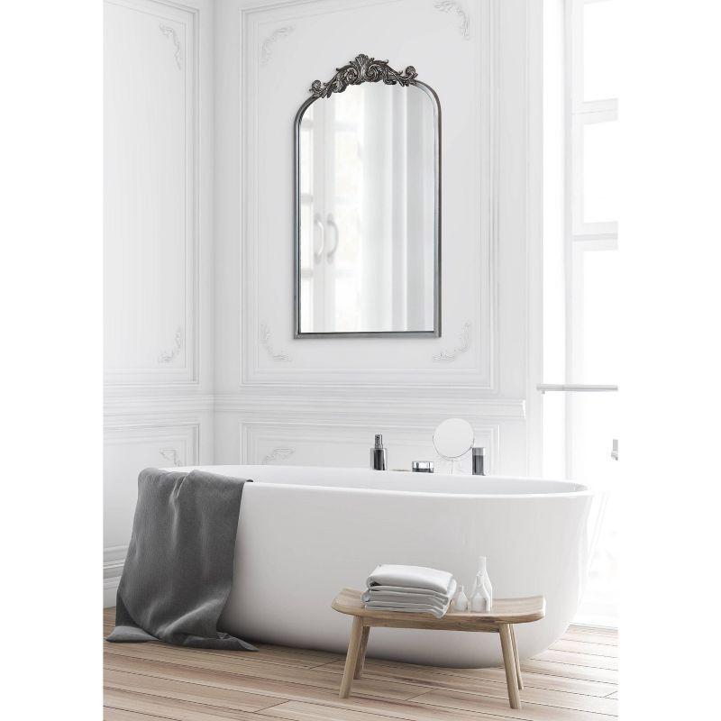 19" x 31" Arendahl Traditional Arch Decorative Wall Mirror Silver - Kate & Laurel: Metal Frame, Baroque Inspired, Easy to Hang