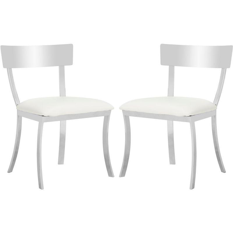 Abby 19'' White and Chrome Modern Side Chairs, Set of 2