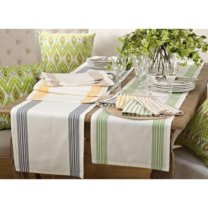 Navy Blue Striped Cotton Table Runner