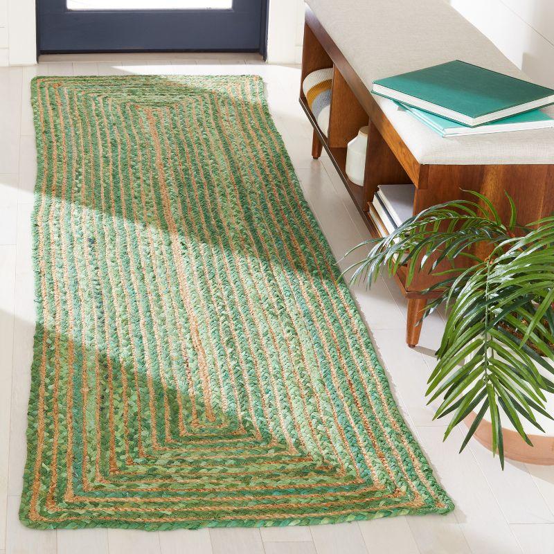 Cape Cod Green and Natural Hand-Knotted Jute Runner Rug