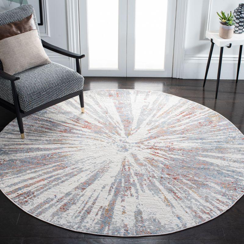 Amelia ALA449 Power Loomed Indoor Area Rug - Grey/Rust - 6'7" Round - Safavieh