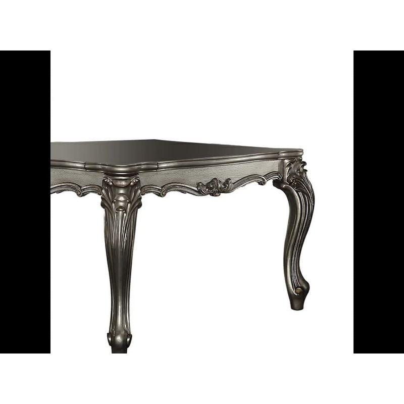 55" Versailles Dining Table Antique Platinum - Acme Furniture: Traditional Style, Scrolled Feet, Nailhead Trim, Wood Frame