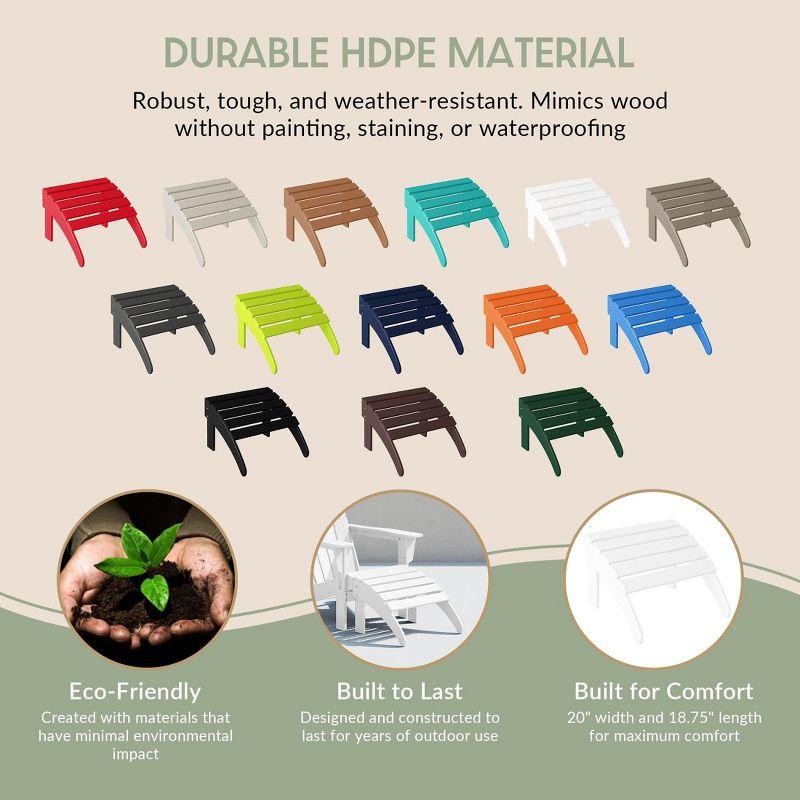 WestinTrends All-Weather Outdoor Patio Poly Adirondack Ottoman Footrest, White