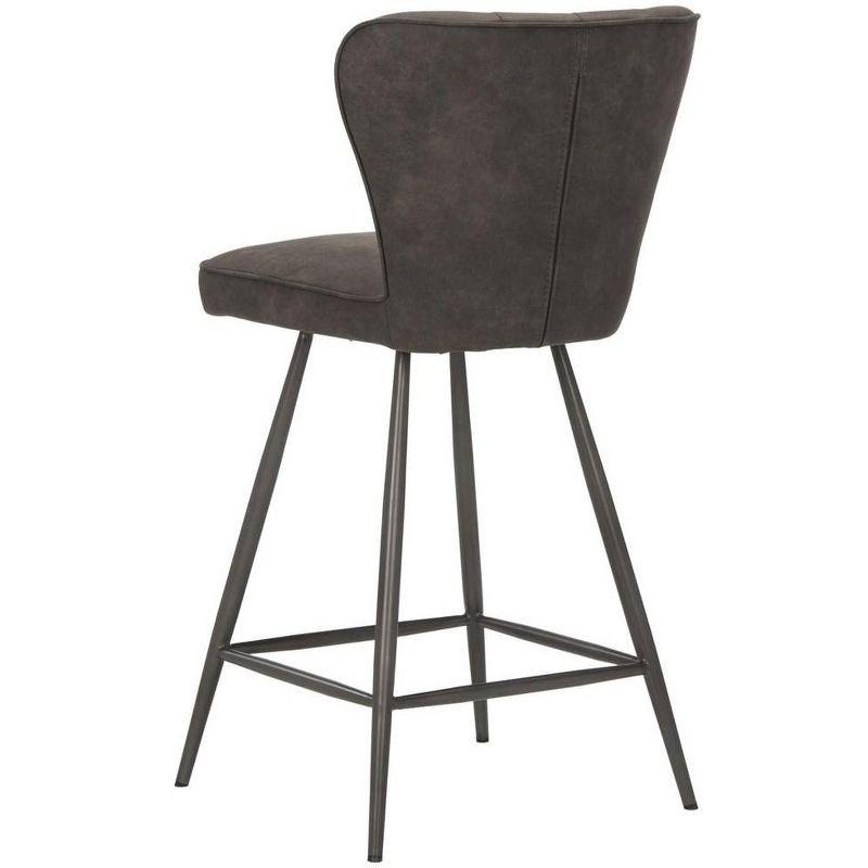 Ashby 26"H Mid-Century Modern Leather Tufted Swivel Counter Stool (Set of 2) - FOX1702 - Grey - Safavieh Couture