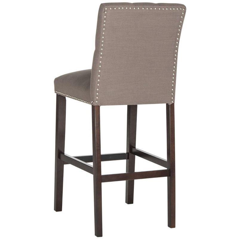 Transitional Espresso and Dark Taupe Bar Stools with Silver Nailheads (Set of 2)