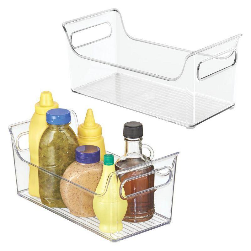 iDesign iDesign Condiment Organizer for Fridge - Plastic Fridge Organizer Bins with Handles, Set of 2, Clear