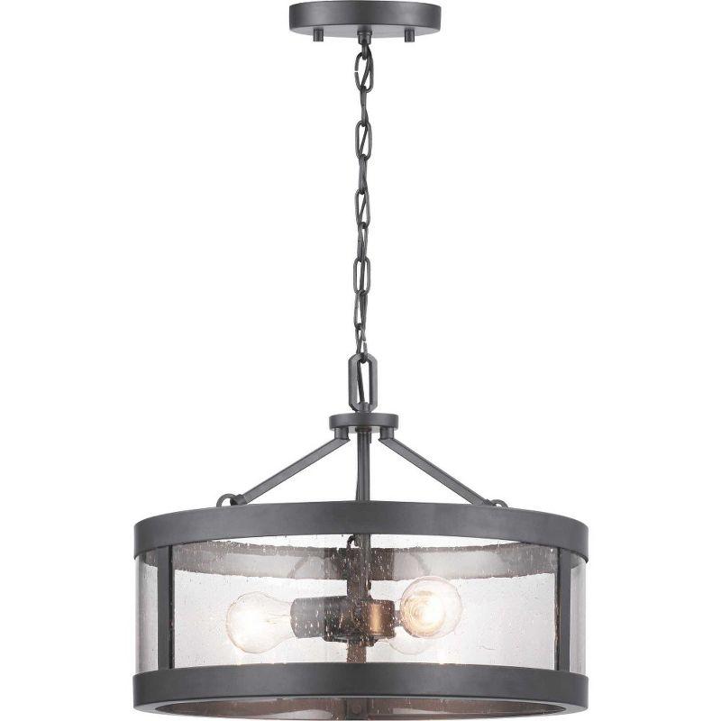 Progress Lighting Gresham 3-Light Semi Flush Convertible Ceiling Light in Graphite with Seeded Glass Shade