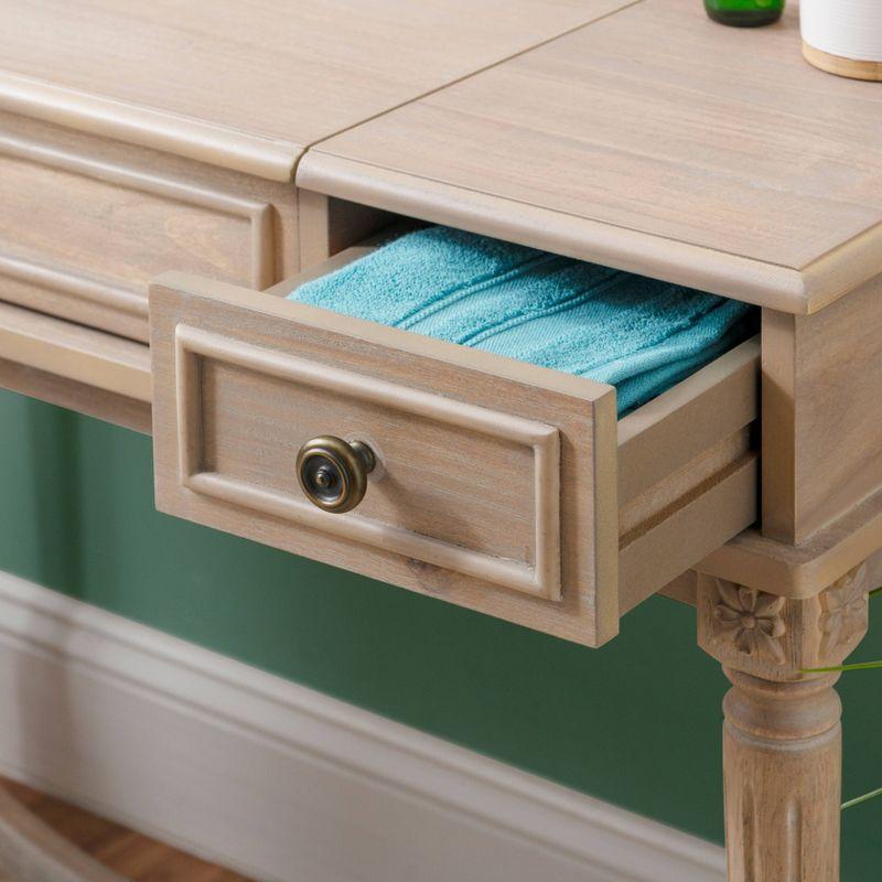 Kelly Clarkson Home June Natural Two Drawer Flip Top Vanity Set with Stool
