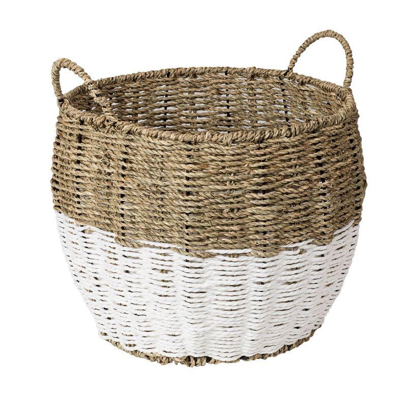 Honey-Can-Do 3pc Nested Round Baskets Light Brown: Decorative Storage Bins, Wood, No Assembly, 16"x16"x14"