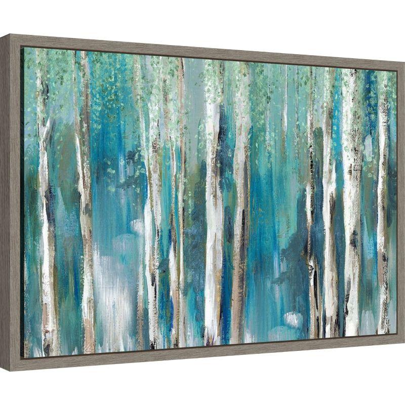 Cerulean Forest Birch Trees Canvas Wall Art Print