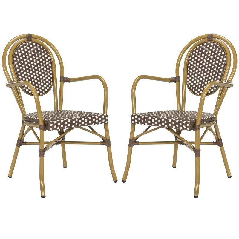 Rosen Arm Chair (Set Of 2) - Indoor/Outdoor - PAT4014 - Brown/White - Safavieh