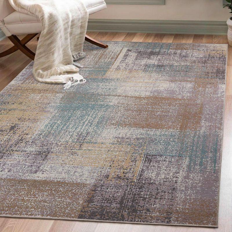 Brushed Patchwork Non-Slip Machine Washable Indoor Area Rug or Runner by Blue Nile Mills