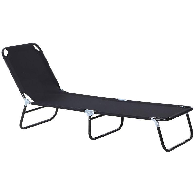 Outsunny Patio Chaise Lounge Chair, Layout Sun Tanning, Folding Sunbathing Beach Chair for Adults, Reclining Lay Down Lounger for Pool, Black