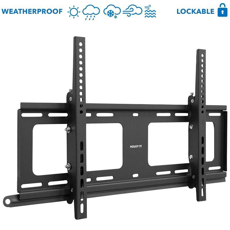 Mount-It Weatherproof TV Wall Mount | Lockable & Tilting 2.1 Low Profile Fits 37 - 80 In. Tvs