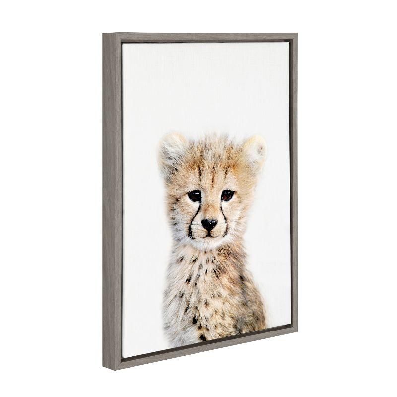 Baby Cheetah Portrait Framed Canvas Wall Art