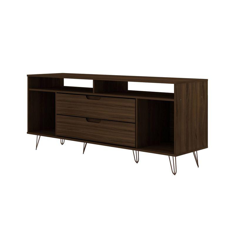 Brown MDF Mid-Century Modern TV Stand with Cabinet