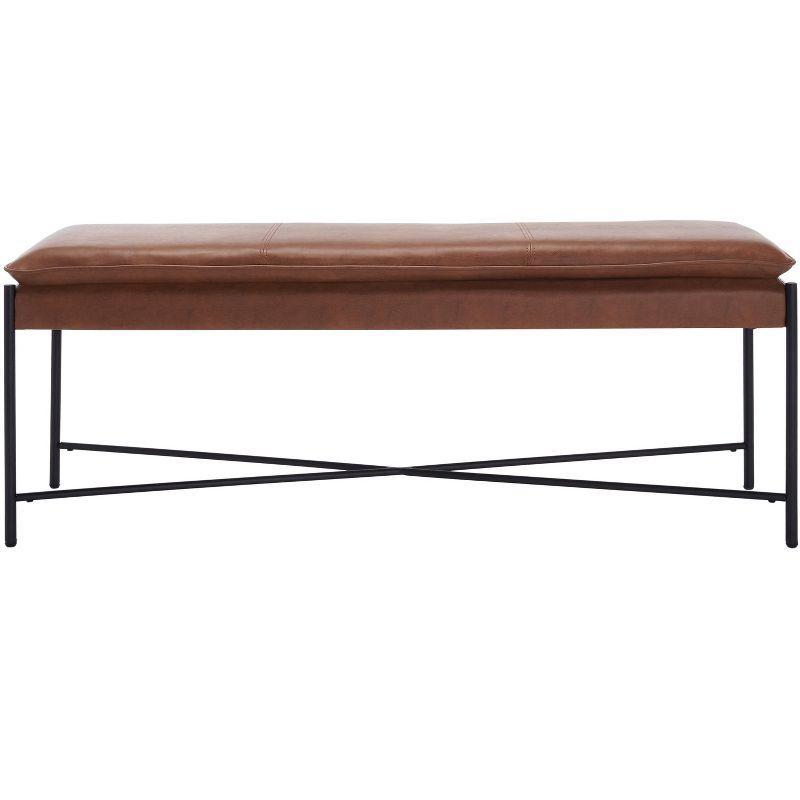 Kara Cushioned X Bench - Brown/Black - Safavieh