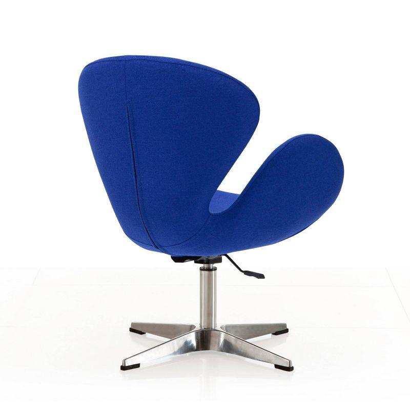 Retro Chic Blue Wool and Polished Chrome Swivel Chair Set