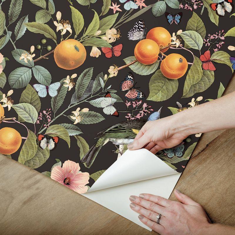 RoomMates Citrus Green Peel and Stick Wallpaper: Removable Adhesive Botanical Floral & Fruit Design, Farmhouse Style, 30.75 Sq Ft Coverage