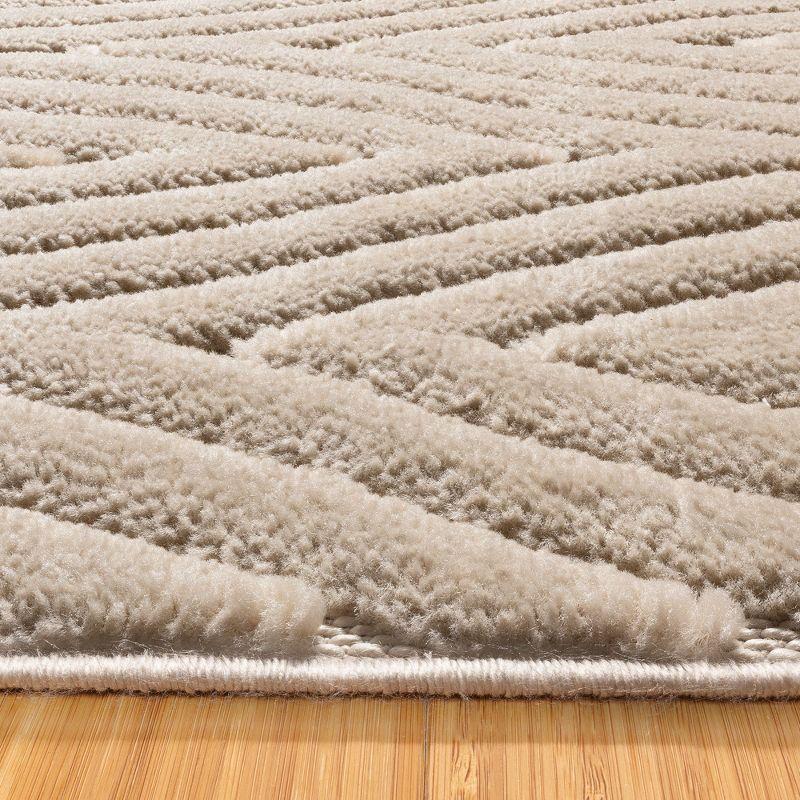 Conway Beige Solid Geometric Textured High-Low Area Rug