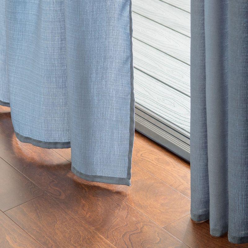 Chanasya 2pk Faux Belgian Flax Semi Sheer Window Curtain Panels - Set of 2 - 52 x 96 Inches Long - Dark Blue