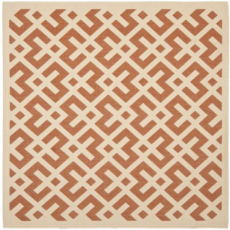 Courtyard CY6915 Power Loomed Indoor and Outdoor Area Rug - Terracotta/Bone - 4'x4' - Safavieh