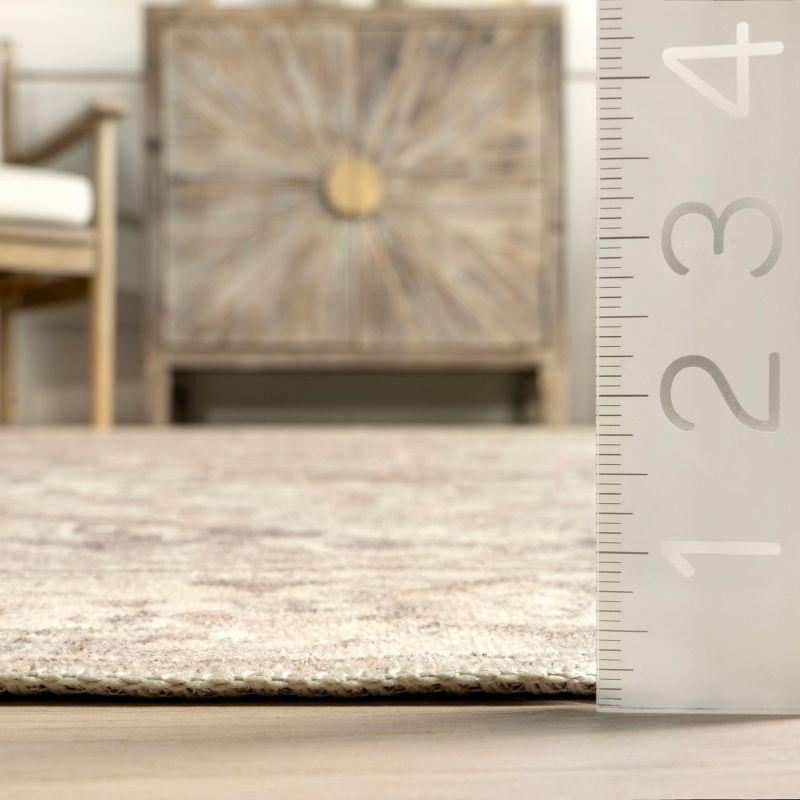 Nuloom 6 Round Machine Washable Rain Haven Vintage Medallion Indoor Area Rug, Grey Non-Slip Backing, Stain Resistant,  BedroomLiving Room, Kitchen