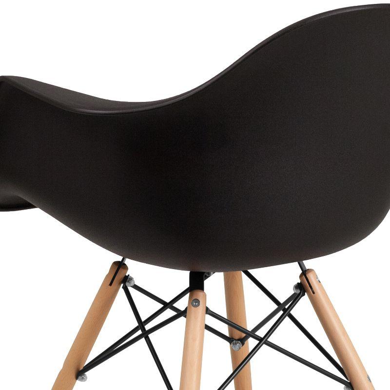 Modern Black Polypropylene Arm Chair with Wooden Legs