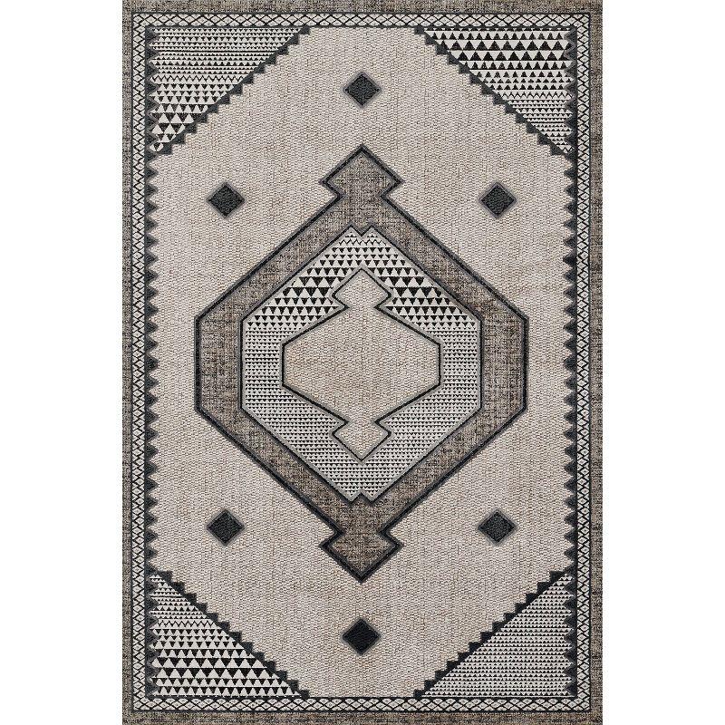 Momeni 9'3"x12'6" Noho Cooper Machine Loomed Area Rug Ivory: Geometric Pattern, Low Pile, Indoor Use, Polyester