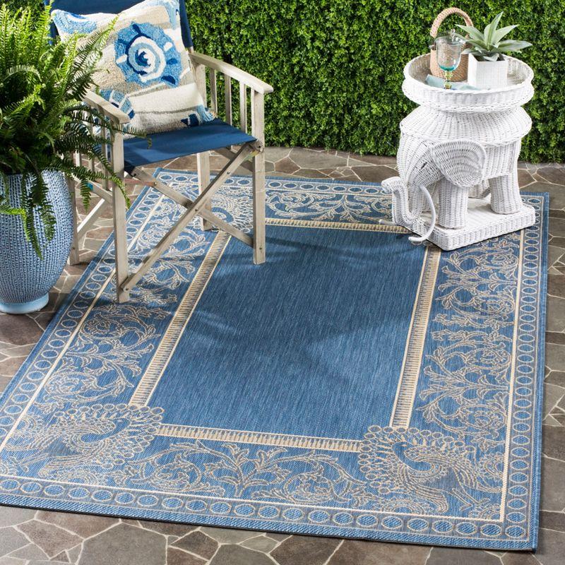 Courtyard CY2965 Power Loomed Indoor/Outdoor Area Rug - Blue/Natural - 4'x5'7" - Safavieh.