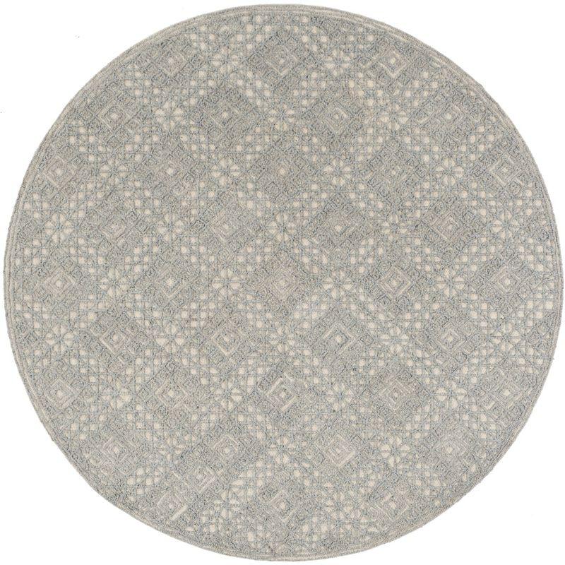 Elegant Gray Hand-Tufted Wool 6' Round Area Rug